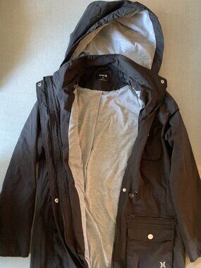 Hurley Black Mid-Thigh Utility Jacket